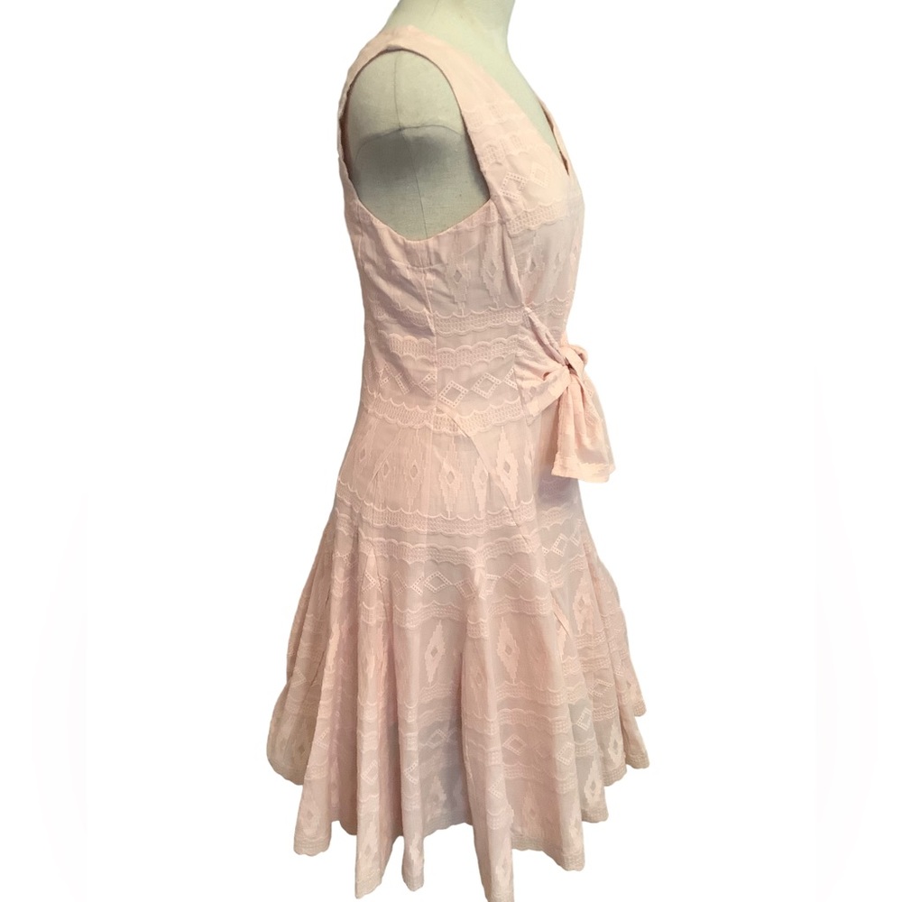 Rebecca Taylor Quartz Pink Embroidered Gauze‎ Cotton Tie Front Sleeveless… - Picture 5 of 13